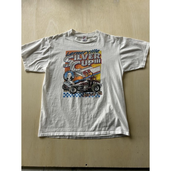 Jerzees Other - Vintage 90s Jerzees Shirt Mens XL White Lernerville Silver Cup 94 Racing Tee